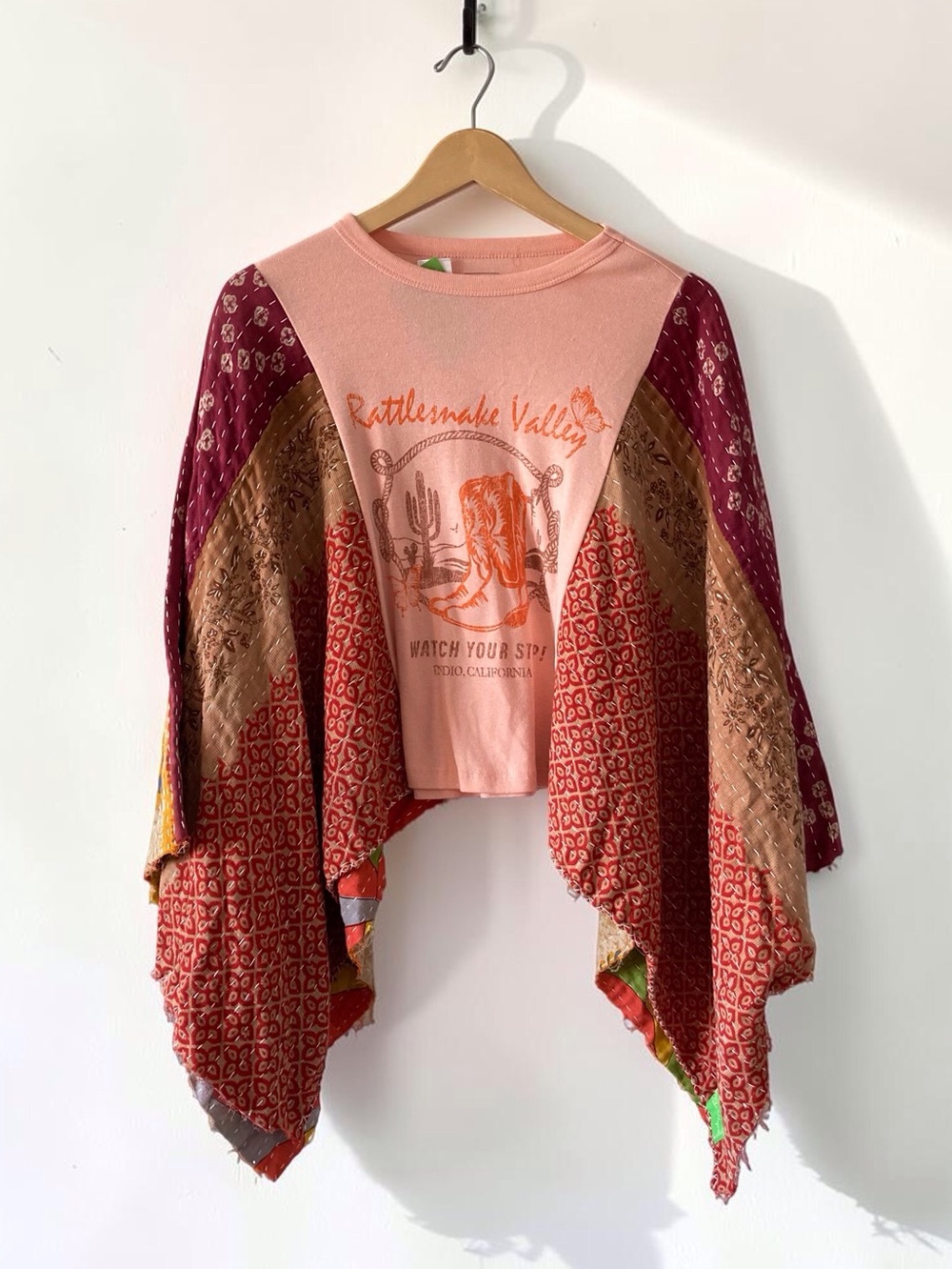 Rattlesnake Valley Peach Graphic Draped Women's Poncho Top